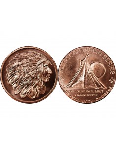 USA, TETE CHEF INDIEN - 1 ONCE CUIVRE 2