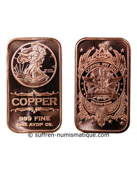 USA, LINGOT WALKING LIBERTY - ONCE CUIVRE