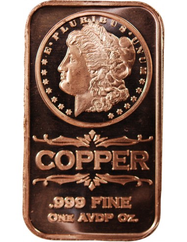 USA, LINGOT MORGAN DOLLAR - 1 ONCE CUIVRE