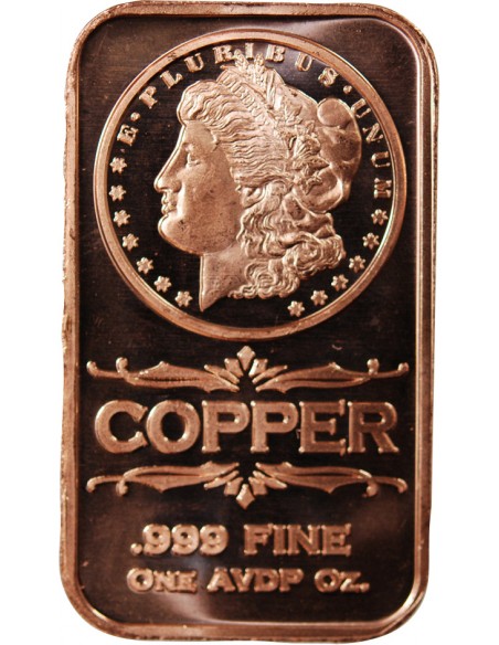 USA, LINGOT MORGAN DOLLAR - 1 ONCE CUIVRE