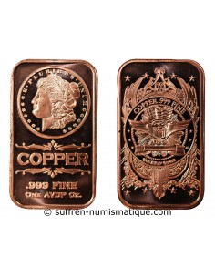 USA, LINGOT MORGAN DOLLAR - 1 ONCE CUIVRE