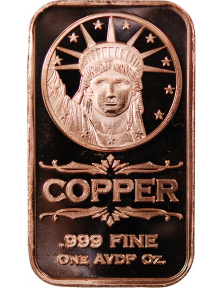 USA, LINGOT LIBERTY HEAD - 1 ONCE CUIVRE