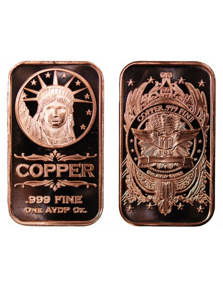 USA, LINGOT LIBERTY HEAD - 1 ONCE CUIVRE