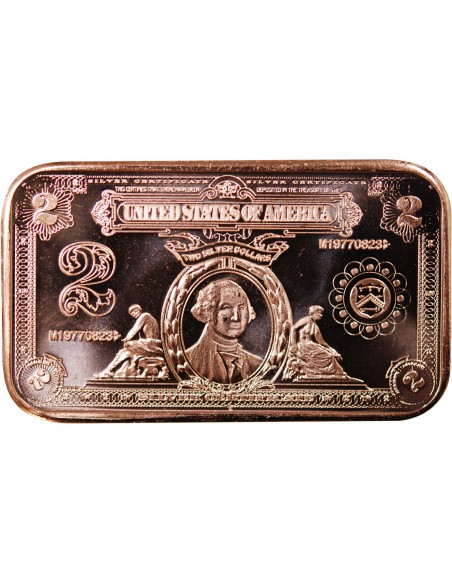 USA, LINGOT 2$ WASHINGTON - 1 ONCE CUIVRE