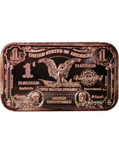 USA, LINGOT 1$ EAGLE- 1 ONCE CUIVRE