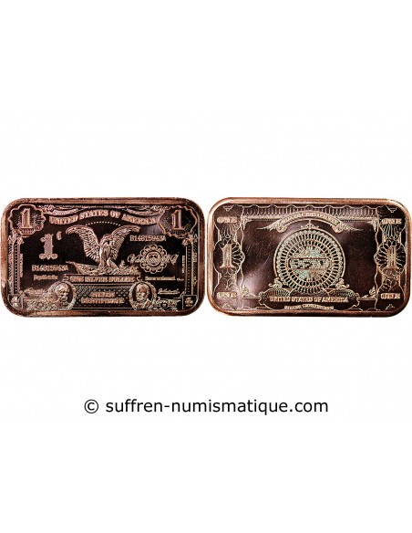 USA, LINGOT 1$ EAGLE- 1 ONCE CUIVRE