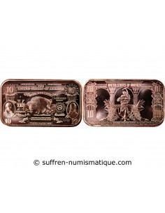 USA, LINGOT 10$ BISON - 1 ONCE CUIVRE