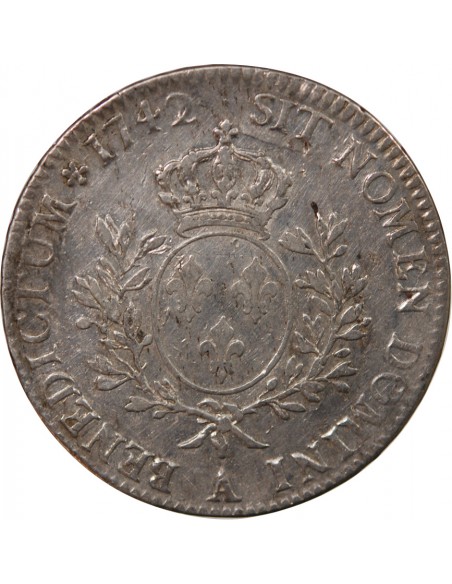 LOUIS XV - ECU AUX BRANCHES D'OLIVIER 1742 A PARIS