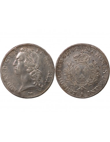 LOUIS XV - ECU AUX BRANCHES D'OLIVIER 1742 A PARIS