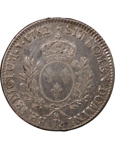 LOUIS XV - ECU AUX BRANCHES D'OLIVIER 1762 R ORLEANS