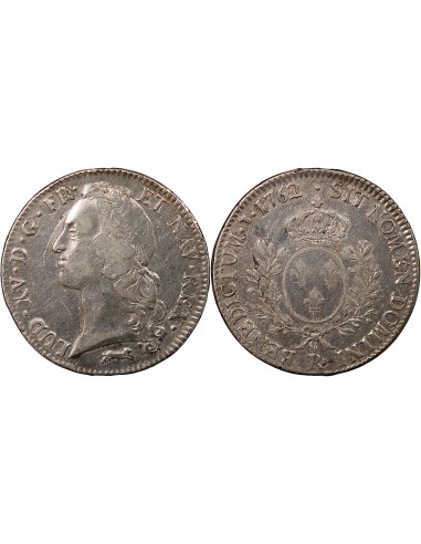 LOUIS XV - ECU AUX BRANCHES D'OLIVIER 1762 R ORLEANS