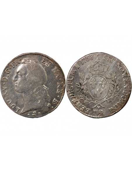 LOUIS XV - ECU AUX BRANCHES D'OLIVIER 1768 PAU