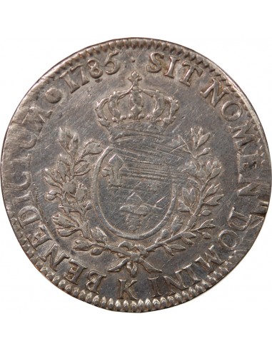 LOUIS XVI - ÉCU ARGENT AUX BRANCHES D'OLIVIER 1785 K BORDEAUX