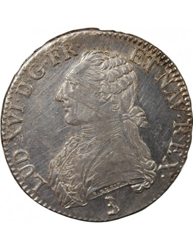 LOUIS XVI - ÉCU ARGENT AUX BRANCHES D'OLIVIER 1787 T NANTES - R3