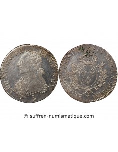 LOUIS XVI - ÉCU ARGENT AUX BRANCHES D'OLIVIER 1787 T NANTES - R3
