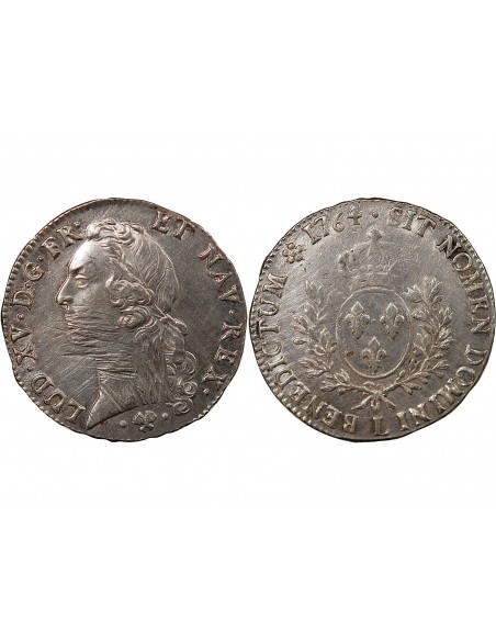 LOUIS XV - ÉCU ARGENT AU BANDEAU 1764 L BAYONNE