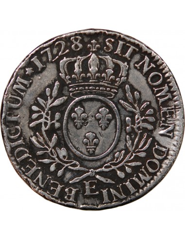 LOUIS XV - ECU AUX BRANCHES D'OLIVIER 1728 E TOURS