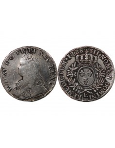 LOUIS XV - ECU AUX BRANCHES D'OLIVIER 1728 E TOURS 2