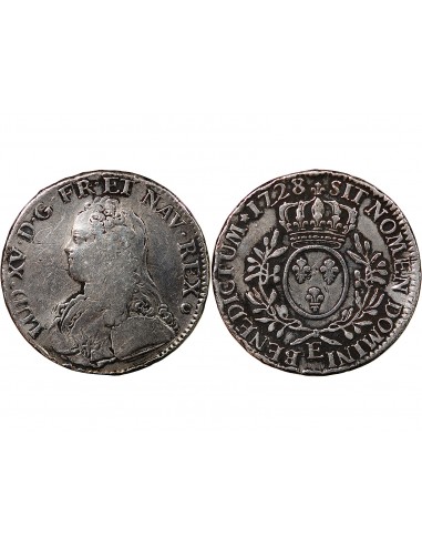 LOUIS XV - ECU AUX BRANCHES D'OLIVIER 1728 E TOURS
