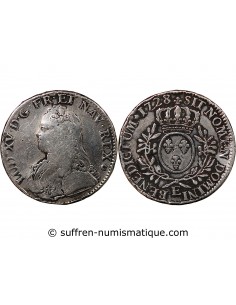 LOUIS XV - ECU AUX BRANCHES D'OLIVIER 1728 E TOURS