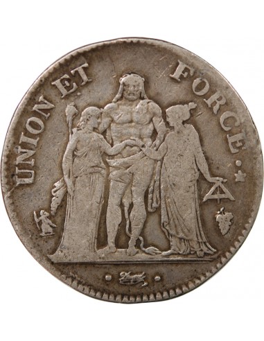 UNION et FORCE, DIRECTOIRE - 5 FRANCS AN 8 Q PERPIGNAN