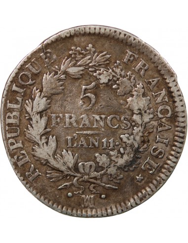 UNION et FORCE, DIRECTOIRE - 5 FRANCS AN 11 MA MARSEILLE