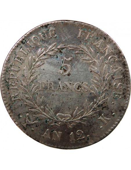 BONAPARTE Ier CONSUL﻿ - 5 FRANCS ARGENT AN 12 K BORDEAUX