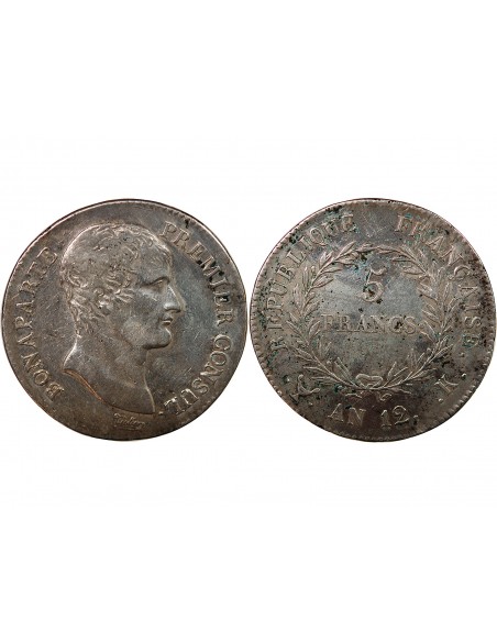 BONAPARTE Ier CONSUL﻿ - 5 FRANCS ARGENT AN 12 K BORDEAUX