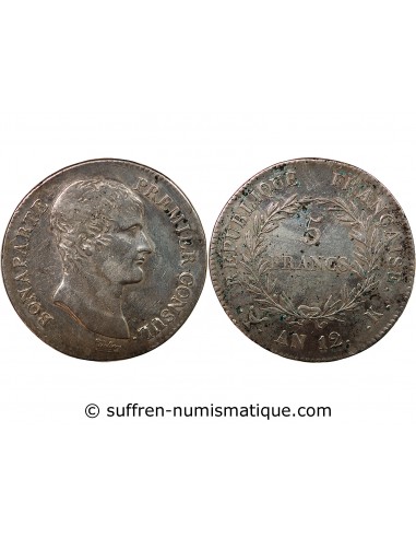 BONAPARTE Ier CONSUL﻿ - 5 FRANCS ARGENT AN 12 K BORDEAUX