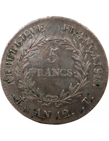 BONAPARTE Ier CONSUL﻿ - 5 FRANCS ARGENT AN 12 T NANTES