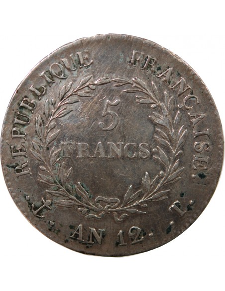 BONAPARTE Ier CONSUL﻿ - 5 FRANCS ARGENT AN 12 T NANTES