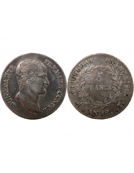 BONAPARTE Ier CONSUL﻿ - 5 FRANCS ARGENT AN 12 T NANTES