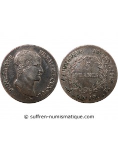 BONAPARTE Ier CONSUL﻿ - 5 FRANCS ARGENT AN 12 T NANTES
