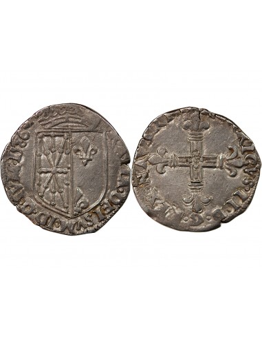 HENRI III - 1/4 ECU DE BEARN ARGENT 1586 SAINT-PALAIS