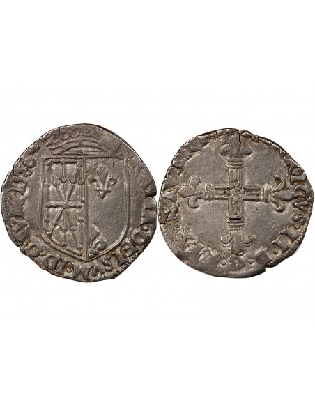 HENRI III - 1/4 ECU DE BEARN ARGENT 1586 SAINT-PALAIS