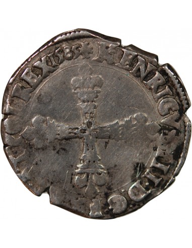 HENRI III - 1/4 ECU ARGENT 1585 ANGERS
