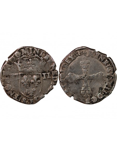 HENRI III - 1/4 ECU ARGENT 1585 ANGERS