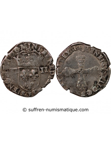 HENRI III - 1/4 ECU ARGENT 1585 ANGERS