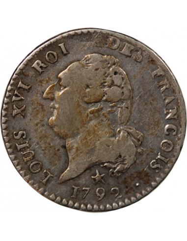 LOUIS XVI, CONSTITUTION - 15 SOLS  ARGENT 1792 W LILLE