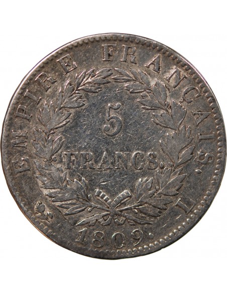NAPOLEON Ier - 5 FRANCS 1809 L BAYONNE