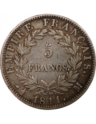 NAPOLEON Ier - 5 FRANCS 1811 M TOULOUSE