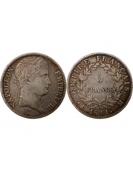 NAPOLEON Ier - 5 FRANCS 1811 M TOULOUSE