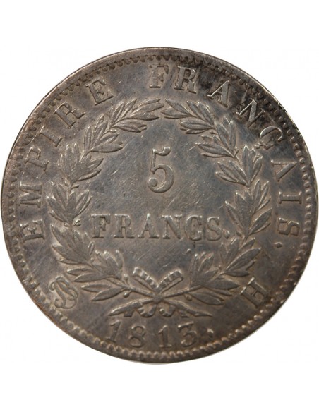 NAPOLEON Ier - 5 FRANCS 1813 H LA ROCHELLE