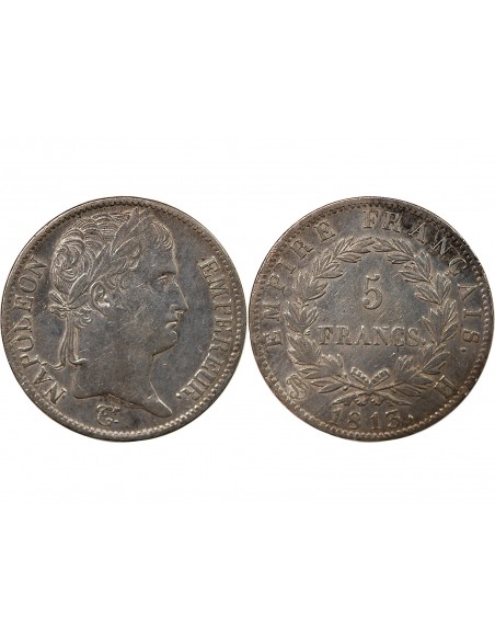 NAPOLEON Ier - 5 FRANCS 1813 H LA ROCHELLE