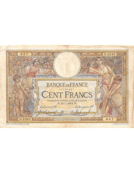 FRANCE, LUC-OLIVIER MERSON - 100 FRANCS 25/07/1914