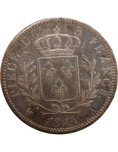 LOUIS XVIII - 5 FRANCS ARGENT 1814 A PARIS