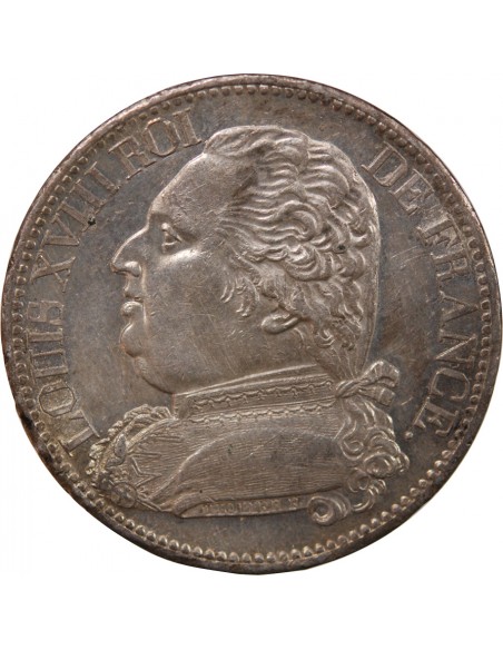 LOUIS XVIII - 5 FRANCS ARGENT 1814 A PARIS