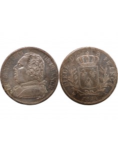LOUIS XVIII - 5 FRANCS ARGENT 1814 A PARIS 2
