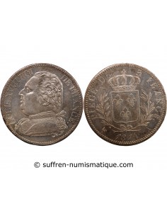 LOUIS XVIII - 5 FRANCS ARGENT 1814 A PARIS