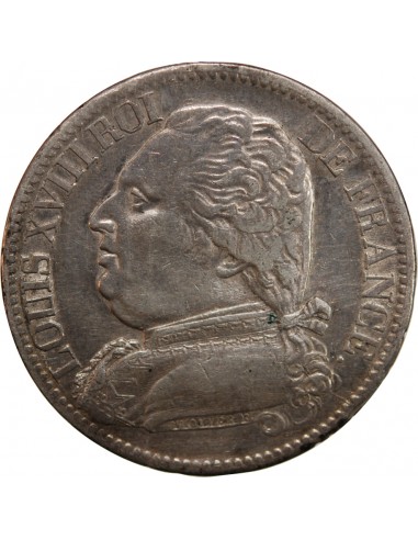 LOUIS XVIII - 5 FRANCS ARGENT 1814 M TOULOUSE